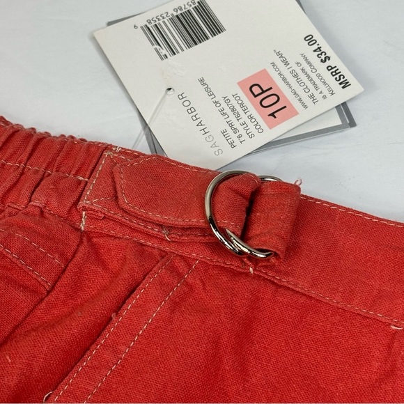 New Gorgeous Vibrant Coral Wide Leg Linen Blend Cropped Comfort Pants Size 10P - Picture 11 of 14